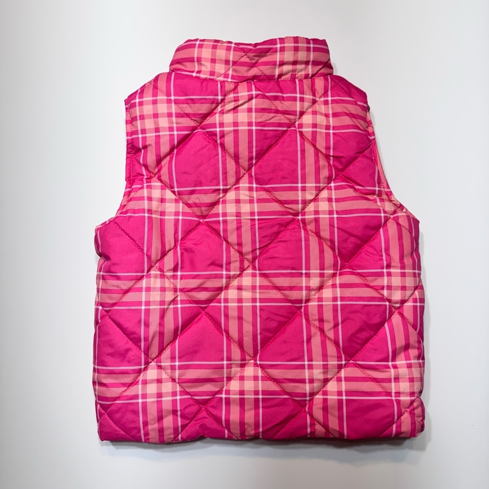 Bass Pro Shops Pink Plaid Quilted Puffer Vest Girls 3T Fleece Lined - Picture 2 of 9